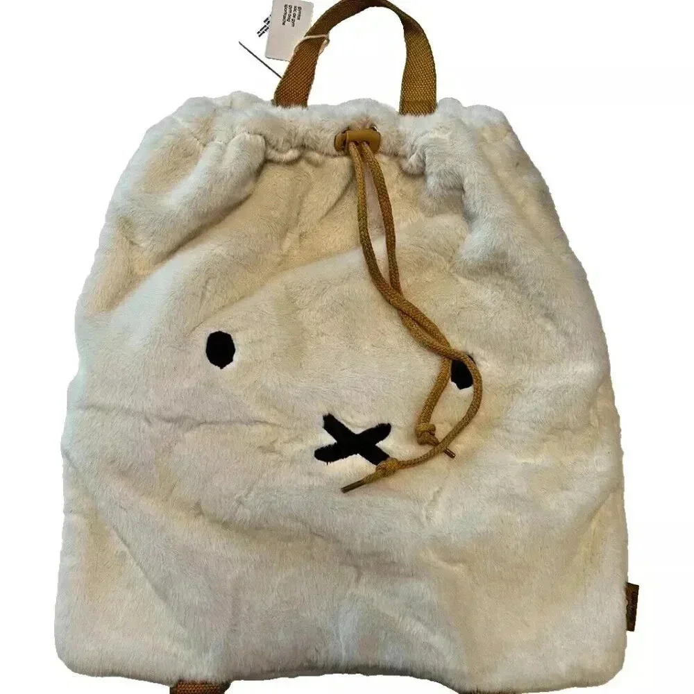 NEW Nijntje MIFFY Face Plush Drawstring Gym Bag Backpack